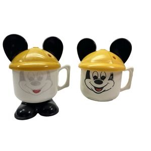 Vintage 1980s Plastic Walt Disney Mickey Mouse Sippy Cup Set Of 2‎